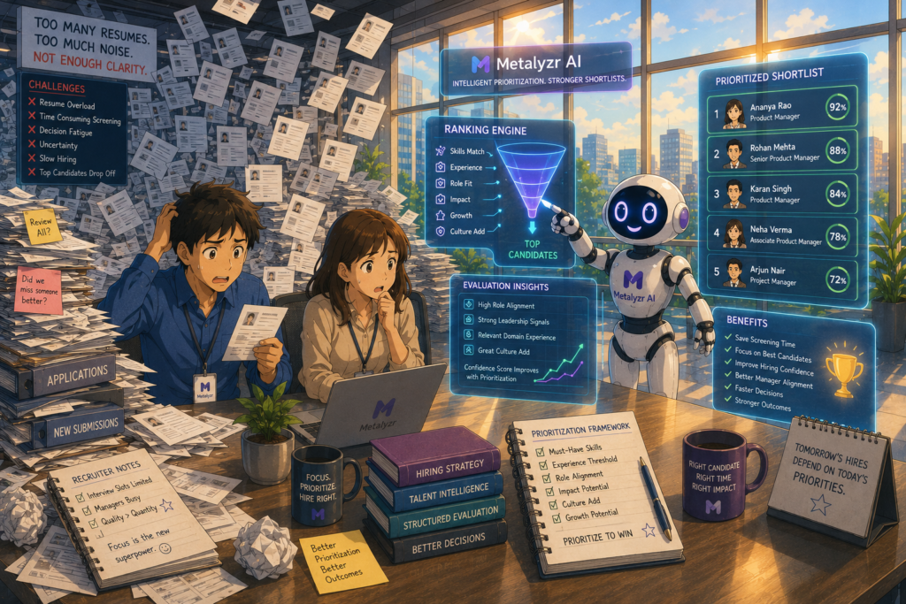 Metalyzr AI helping recruiters prioritize candidates using structured ranking instead of manually reviewing hundreds of resumes