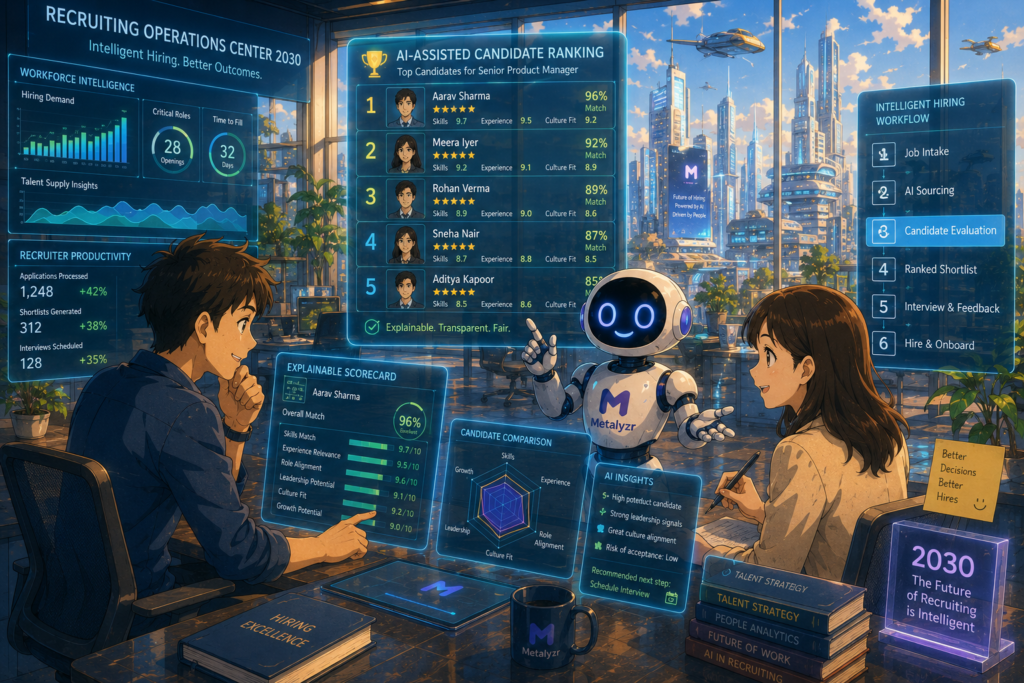 AI-assisted recruiting platform helping recruiters evaluate and rank candidates using explainable hiring intelligence